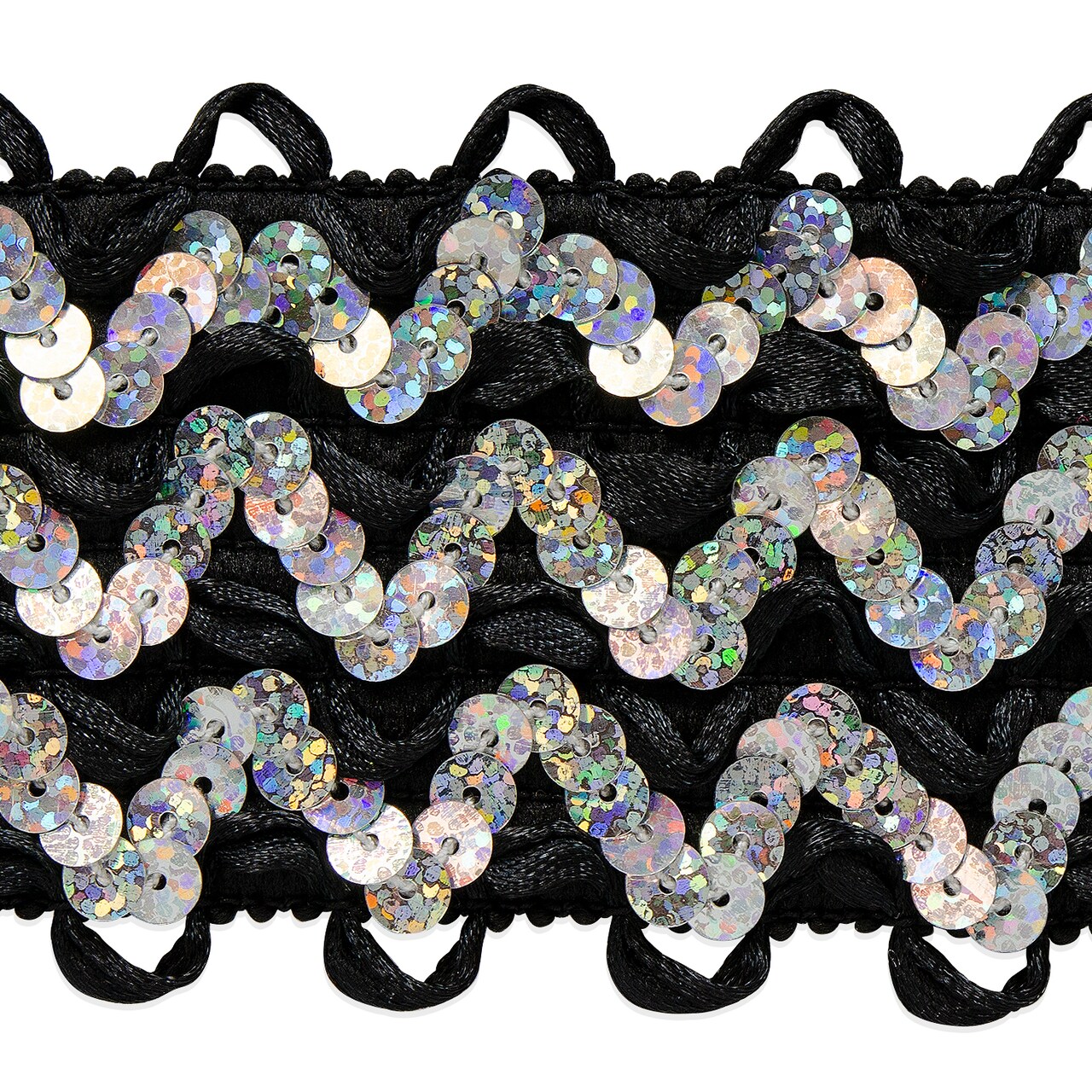 10 yards of Starlite Sequin Stretch Ric-Rac Ribbon Trim | 10 yard cut